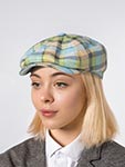 Кепка STETSON арт. 6873302 HATTERAS LINEN CHECK (голубой / зеленый)